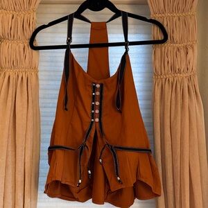 Mahal Elegant Rust Camisole with Black Accents